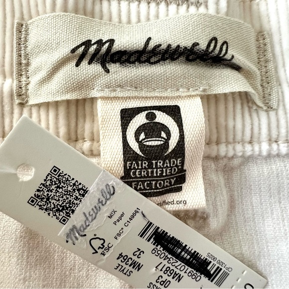 Madewell Emmett 2.0 Corduroy Wide Leg Pants High Rise Cream 32 NWT - Picture 11 of 16